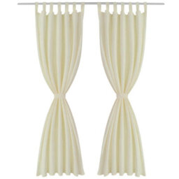 Berkfield High-Quality2 Pcs Cream Micro-Satin Curtains With Loops 140 X 245 Cm - thumbnail 1