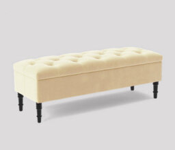 Alyana Ottoman Bench With Storage And Turned Wooden Legs, 180Cm Wide Ottoman Box - Cream Plush Velvet