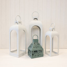 Satchville Off White Metal Open Faced Lantern - thumbnail 3