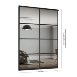 Spacepro Element 4 Panel Mirrored Black Framed Sliding Wardrobe Door Set Of 2 (H)2220mm (W)2696mm - thumbnail 1