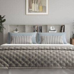 Berkfield Headboard Cabinet Concrete Grey 220X18.5X104.5 Cm - thumbnail 3