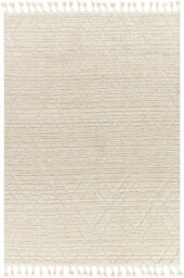 Livabliss Nora-Geometric Grey Ivory High Pile Fringe Living Dining Bedroom Rug 200 X 275 Cm Easy Care, Non Shedding - thumbnail 1