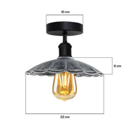 Industrial-Semi Flush Mount Ceiling Light With 22Cm Brushed Silver Umbrella Shade For Kitchen Bathroom Living Room - thumbnail 4