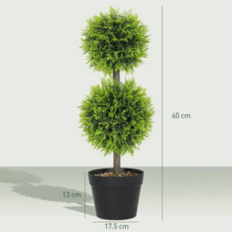 Set Of 2 Artificial Topiary Cypress Ball Trees With Pot And Pebbles - thumbnail 2