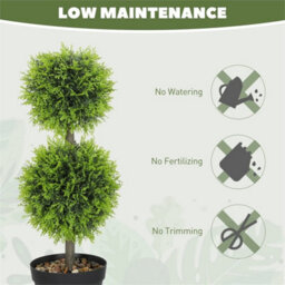 Set Of 2 Artificial Topiary Cypress Ball Trees With Pot And Pebbles - thumbnail 4