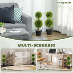 Set Of 2 Artificial Topiary Cypress Ball Trees With Pot And Pebbles - thumbnail 7