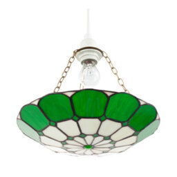 Happy Homewares Dark Emerald Green And Opal White Tiffany Glass Pendant Lighting Shade - thumbnail 5