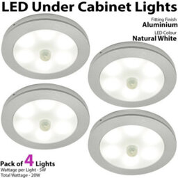 4X Ultra-Slim Aluminium Round Led Kitchen Lights With Pir Motion Sensor - Natural White - thumbnail 2