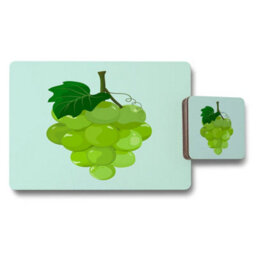 Benjamin Tate Design Green Grapes Placemat And Coaster Set With Wood Bottom Designer Artwork Limited Edition - thumbnail 1