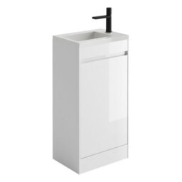 Plum&clay Rigel Gloss White Floor Standing Cloakroom Vanity Unit With Resin Basin (W)44Cm (H)87Cm - thumbnail 3