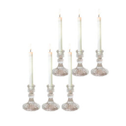 Woodside Home Living Vintage Style Glass Dinner Candle Holder Set Of 6 - thumbnail 1