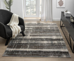 Eleanor Modern Embossed Contemporary Living Room Area Rug - Striped Design,grey,160 X 230 Cm - thumbnail 5