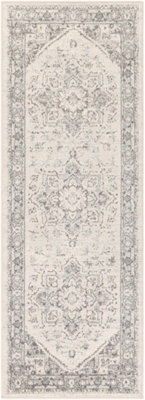 Livabliss Chester-Vintage Grey White Traditional Boho Living Dining Bedroom Rug 80 X 220 Cm Easy Care, Non Shedding - image 1