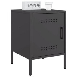 Berkfield Bedside Cabinet Black 36X39X50.5 Cm Steel - thumbnail 4