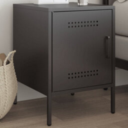 Berkfield Bedside Cabinet Black 36X39X50.5 Cm Steel - thumbnail 1