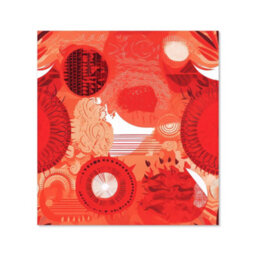 Warren Reed Designer Abstract Red Sun Pattern Premium Glass Kitchen Splashback W900mm X H750mm - thumbnail 2