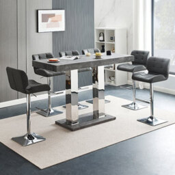 Furniture in Fashion Caprice Large Concrete Effect Bar Table 6 Candid Grey Stools