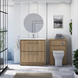 Royal Bathrooms Livora 800mm Natural Oak Floor Standing Bathroom Vanity Unit 2 Drawer Storage Cabinet With Ceramic Basin - thumbnail 3