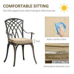 Outsunny 3 Pcs Aluminium Garden Coffee Table Set W/ Parasol Hole & Cushions - thumbnail 5