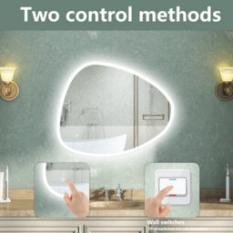 AVER-GROWTH Asymmetrical Led Bathroom Mirror With Lights 3 Colour Demister Touch/wall Switch Vertical/horizontal Irregular Pebble 800X550mm - thumbnail 6