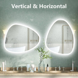 AVER-GROWTH Asymmetrical Led Bathroom Mirror With Lights 3 Colour Demister Touch/wall Switch Vertical/horizontal Irregular Pebble 800X550mm - thumbnail 5