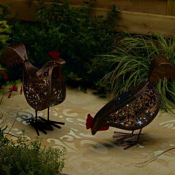 Marco Paul Solar Powered Led Hens Lights Metal Garden Animal Sculptures - thumbnail 3