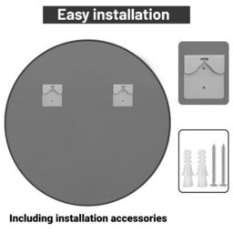 AVER-GROWTH 60Cm Round Mirror Black Metal Frame Bathroom Mirrors Wall Mounted For Home Decor Dressing Makeup Circular Bedroom Living Room - thumbnail 5