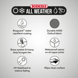 Bosmere All-Weather Rectangular Table Cover Charcoal 260Cm X 110Cm X 71Cm All Weather Protection 6 Year Guarantee - thumbnail 6