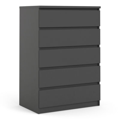 Furniture To Go Naia Chest Of 5 Drawers In Black Matt (W) 76.8 X (H) 111.3 X (D) 50Cm - image 1