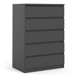 Furniture To Go Naia Chest Of 5 Drawers In Black Matt (W) 76.8 X  (H) 111.3 X (D) 50Cm - thumbnail 1