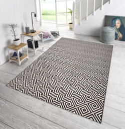 The Rugs Karo Diamond Rug Indoor Outdoor Polypropylene Weatherproof Durable In Black - thumbnail 4