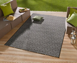 The Rugs Karo Diamond Rug Indoor Outdoor Polypropylene Weatherproof Durable In Black - thumbnail 3