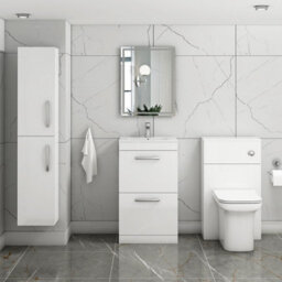 Royal Bathrooms Turin Gloss White 500mm Floor Standing Vanity Unit 2 Drawer With Minimalist Basin Sink - thumbnail 2