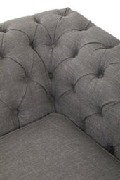 Orsina Two Seat Grey Linen Sofa, Button Tufted Chesterfield Back And Scrolled Arms, Plush Upholstered Seat - thumbnail 2