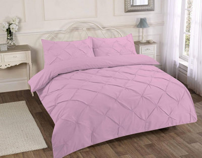 Homes & Linen Pintuck Pinch Pleated Alexandra Duvet Cover Set Easy Care Polycotton Bedding Set