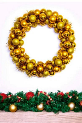 Christmas Tree World 56Cm Gold Shatterproof Bauble Wreath - image 1