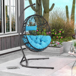 Costway Rattan Egg Swing Chair W/ Stand Indoor Outdoor Hanging Basket Chair - thumbnail 4