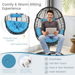 Costway Rattan Egg Swing Chair W/ Stand Indoor Outdoor Hanging Basket Chair - thumbnail 7