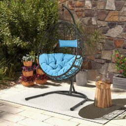 Costway Rattan Egg Swing Chair W/ Stand Indoor Outdoor Hanging Basket Chair - thumbnail 3