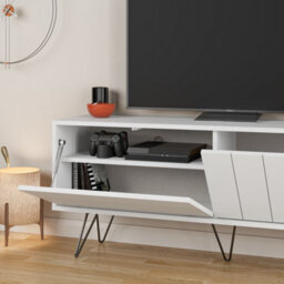 "Decortie Picadilly Modern Tv Unit Multimedia Centre Storage Cabinet White 139Cm For 55"" Tv" - thumbnail 6