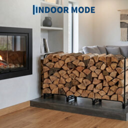 London Boutique 272Cm Outdoor Firewood Log Store, Black Steel Log Rack With Cover, 14 Leg Raised Wood Storage Rack - thumbnail 5