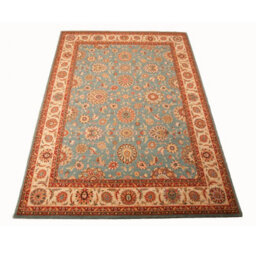 Traditional Aqua Wool Luxurious Bordered Floral Rug For Dining Room Bedroom & Living Room-107Cm X 168Cm - thumbnail 4