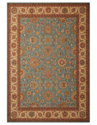 Traditional Aqua Wool Luxurious Bordered Floral Rug For Dining Room Bedroom & Living Room-107Cm X 168Cm - thumbnail 5