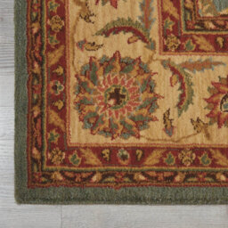 Traditional Aqua Wool Luxurious Bordered Floral Rug For Dining Room Bedroom & Living Room-107Cm X 168Cm - thumbnail 3