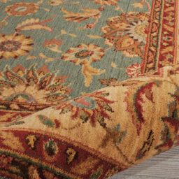 Traditional Aqua Wool Luxurious Bordered Floral Rug For Dining Room Bedroom & Living Room-107Cm X 168Cm - thumbnail 2