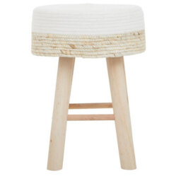 Orsina Stylish Natural And White Stool , Durable Kitchen Stool For Bedroom, Versatile Design Bar Stool For Guests - thumbnail 5