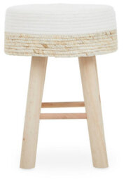 Orsina Stylish Natural And White Stool , Durable Kitchen Stool For Bedroom, Versatile Design Bar Stool For Guests - thumbnail 6