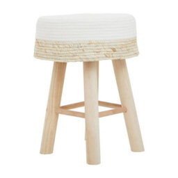 Orsina Stylish Natural And White Stool , Durable Kitchen Stool For Bedroom, Versatile Design Bar Stool For Guests - thumbnail 2