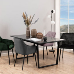Furniture To Go Amble Dining Table With Black Marble Melamine Top & Black Legs - thumbnail 3