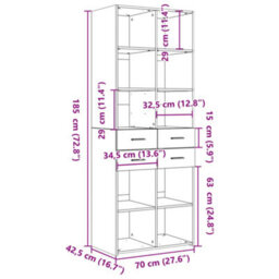 Berkfield Highboard Sonoma Oak 70X42.5X185 Cm Engineered Wood - thumbnail 9